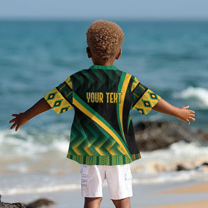 Personalised Jamaica Kid Hawaiian Shirt Kente Pattern Basic - Black
