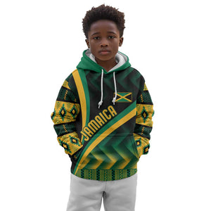 Personalised Jamaica Kid Hoodie Kente Pattern Basic - Black