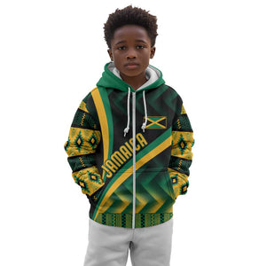 Personalised Jamaica Kid Hoodie Kente Pattern Basic - Black