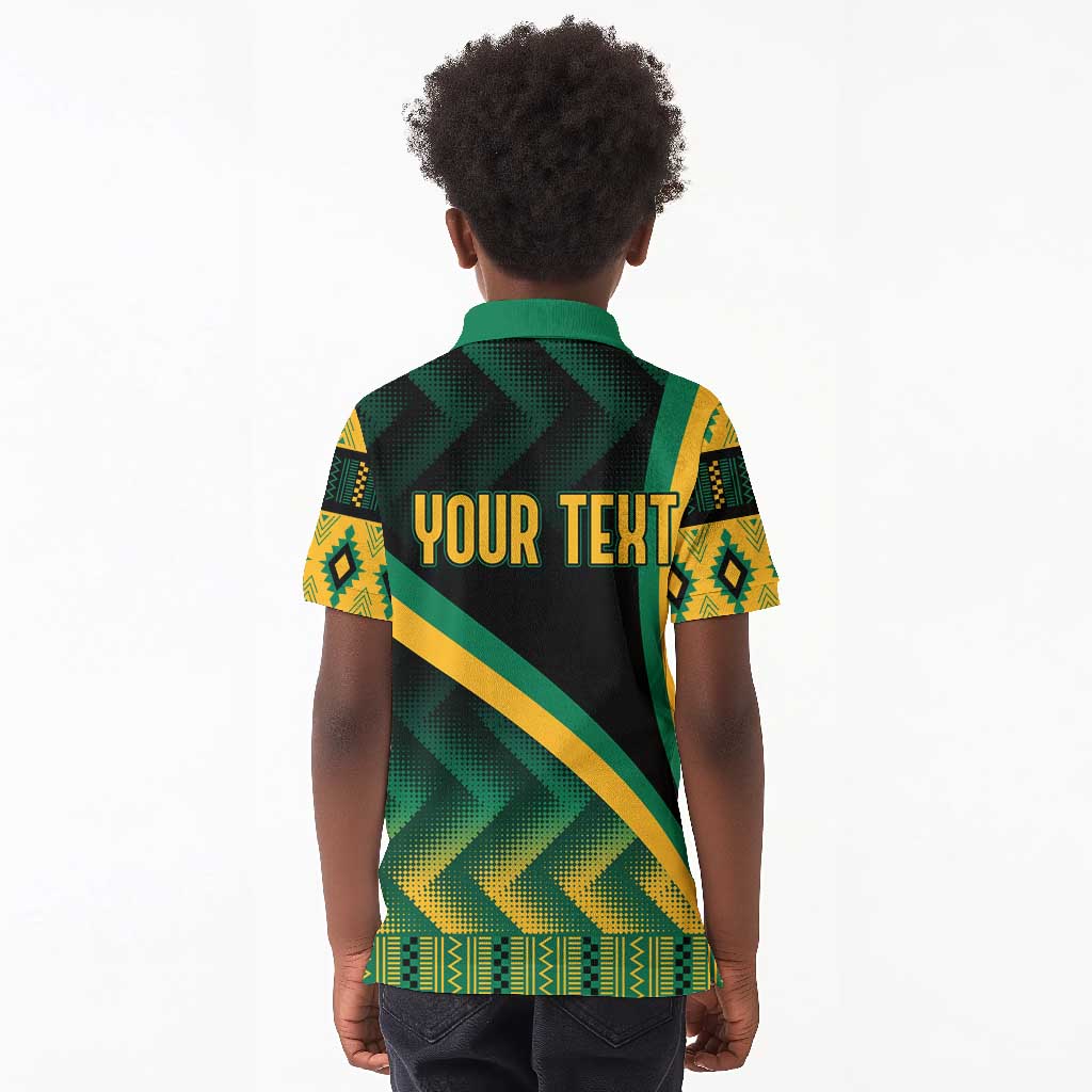 Personalised Jamaica Kid Polo Shirt Kente Pattern Basic - Black
