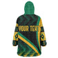 Personalised Jamaica Kid Wearable Blanket Hoodie Kente Pattern Basic - Black