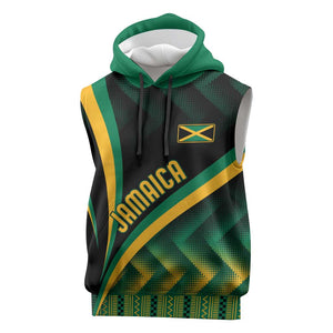 Personalised Jamaica Sleeveless Hoodie Kente Pattern Basic - Black - African Pride