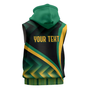 Personalised Jamaica Sleeveless Hoodie Kente Pattern Basic - Black - African Pride