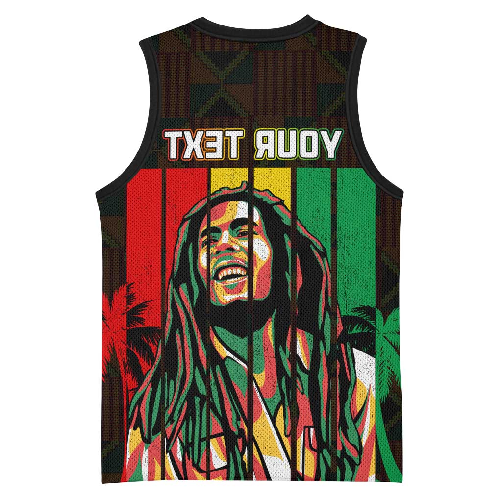 Personalised Jamaica Basketball Jersey Reggae Festival Bob Marley Abstract Portrait - African Pride