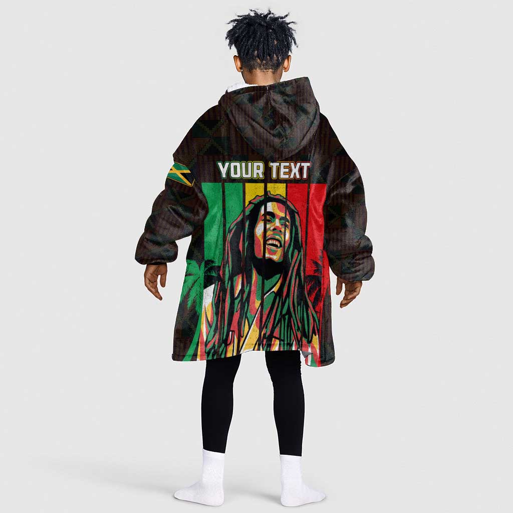 Personalised Jamaica Kid Wearable Blanket Hoodie Reggae Festival Bob Marley Abstract Portrait