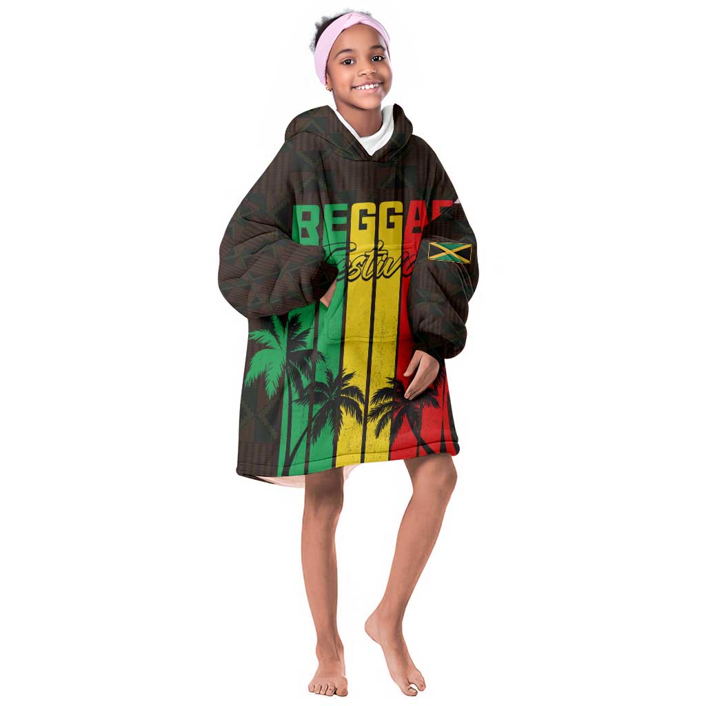 Personalised Jamaica Kid Wearable Blanket Hoodie Reggae Festival Bob Marley Abstract Portrait