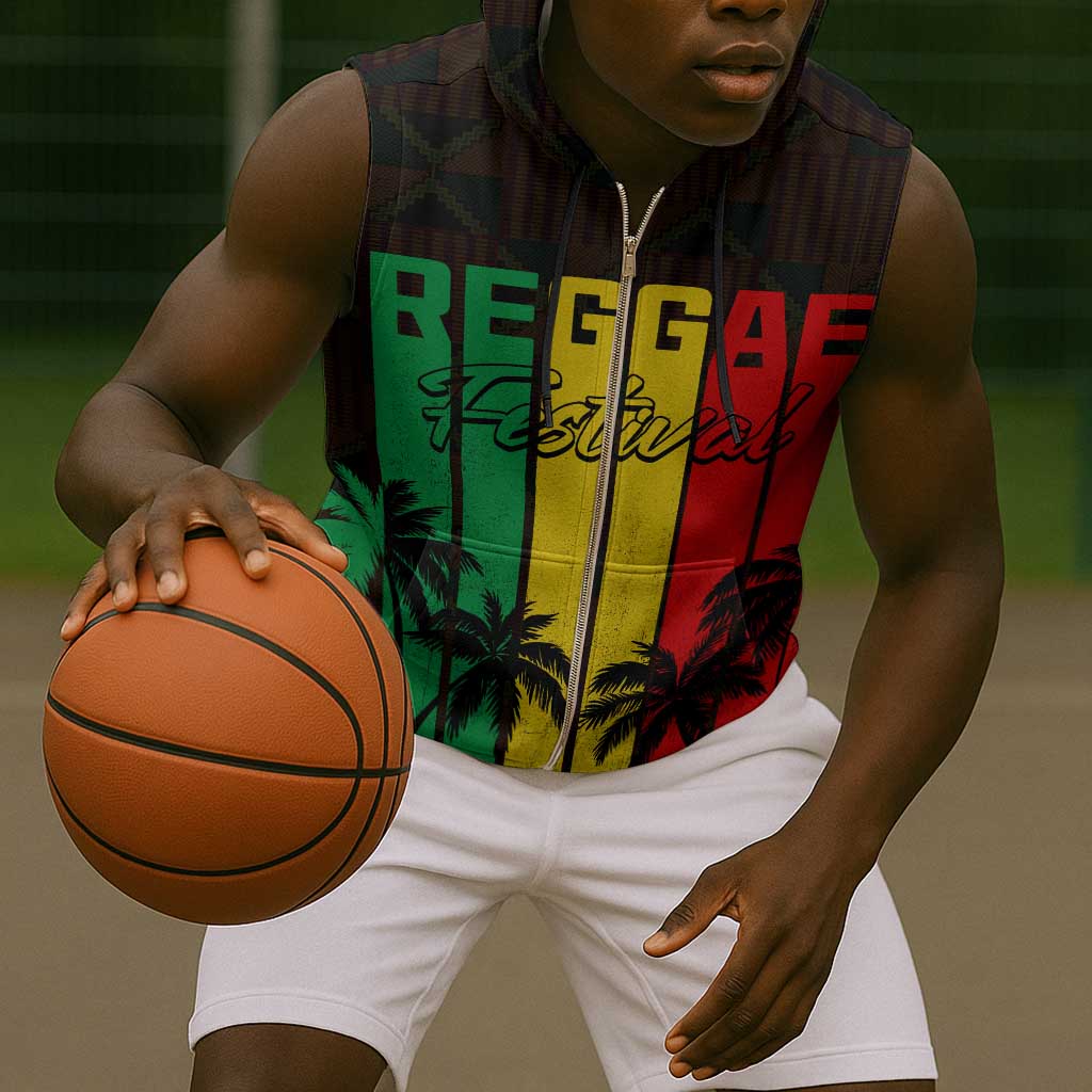 Personalised Jamaica Sleeveless Zip Hoodie Reggae Festival Bob Marley Abstract Portrait - African Pride