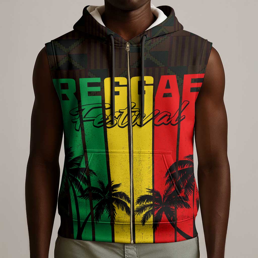 Personalised Jamaica Sleeveless Zip Hoodie Reggae Festival Bob Marley Abstract Portrait - African Pride