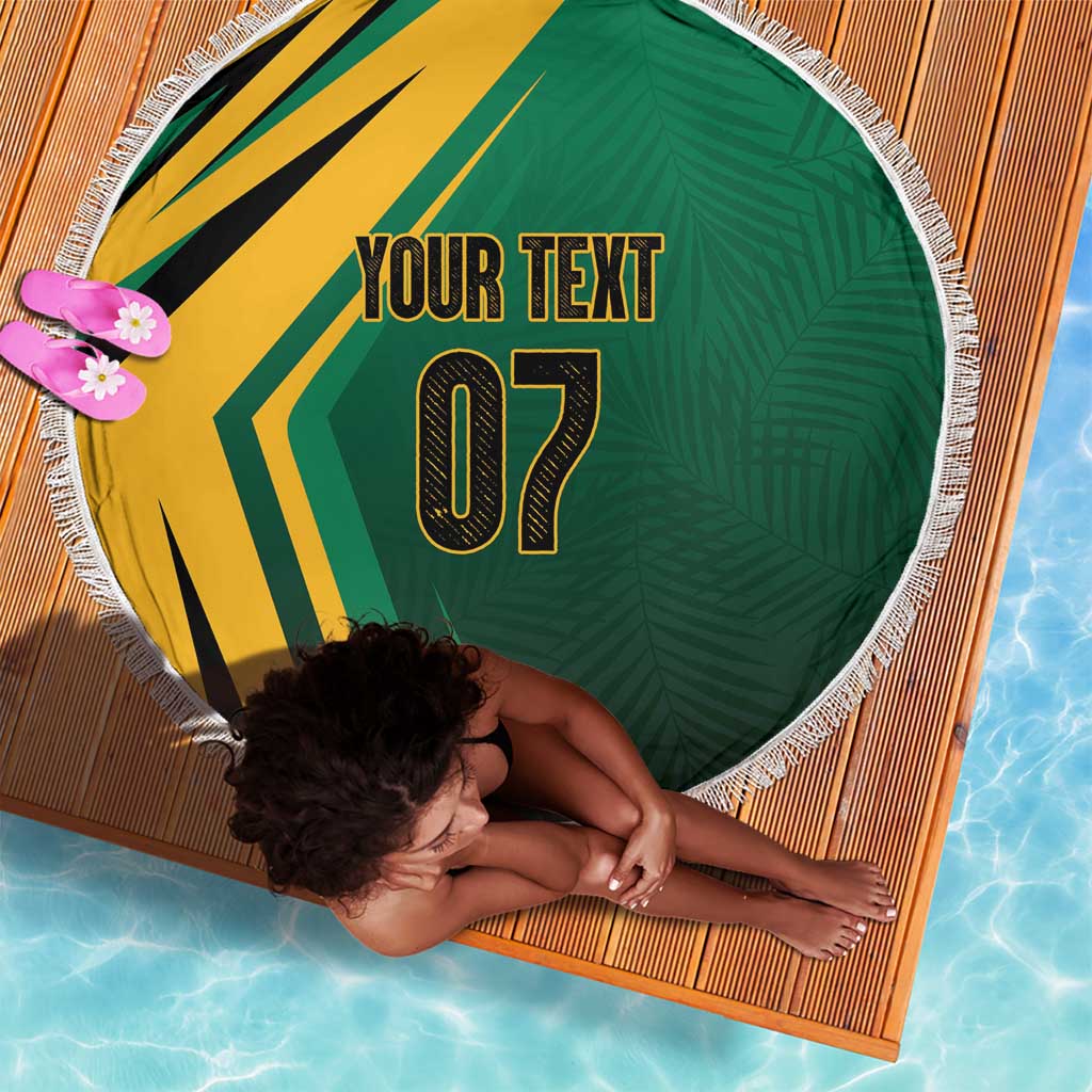 Afro-Jamaican Tropical Palm Personalized Beach Blanket - African Pride