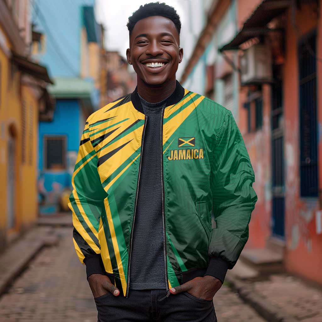 Afro-Jamaican Tropical Palm Personalized Bomber Jacket - African Pride