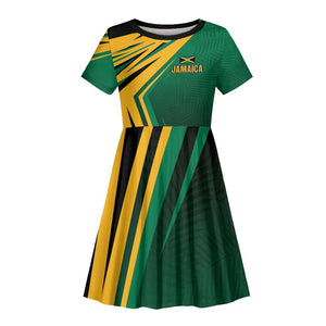 Afro-Jamaican Tropical Palm Personalized Kid Short Sleeve Dress - African Pride