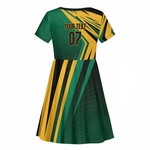 Afro-Jamaican Tropical Palm Personalized Kid Short Sleeve Dress - African Pride