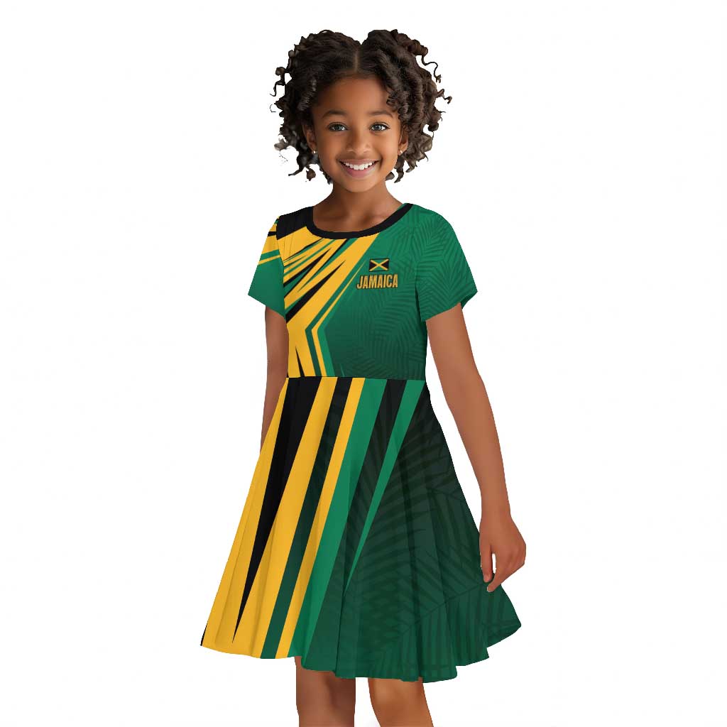 Afro-Jamaican Tropical Palm Personalized Kid Short Sleeve Dress - African Pride