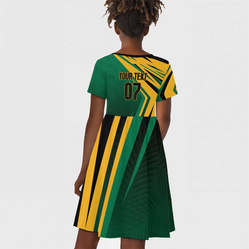 Afro-Jamaican Tropical Palm Personalized Kid Short Sleeve Dress - African Pride