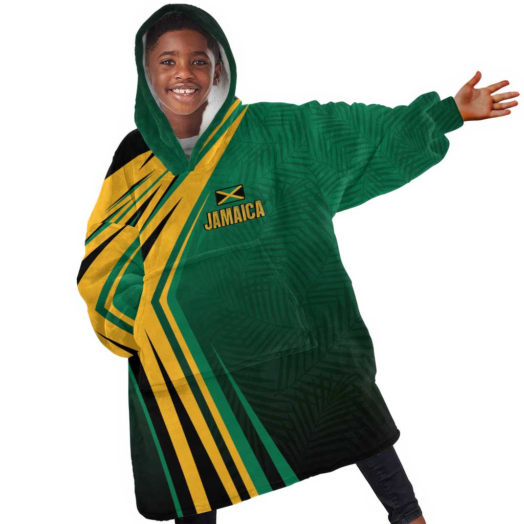 Afro-Jamaican Tropical Palm Personalized Kid Wearable Blanket Hoodie - African Pride
