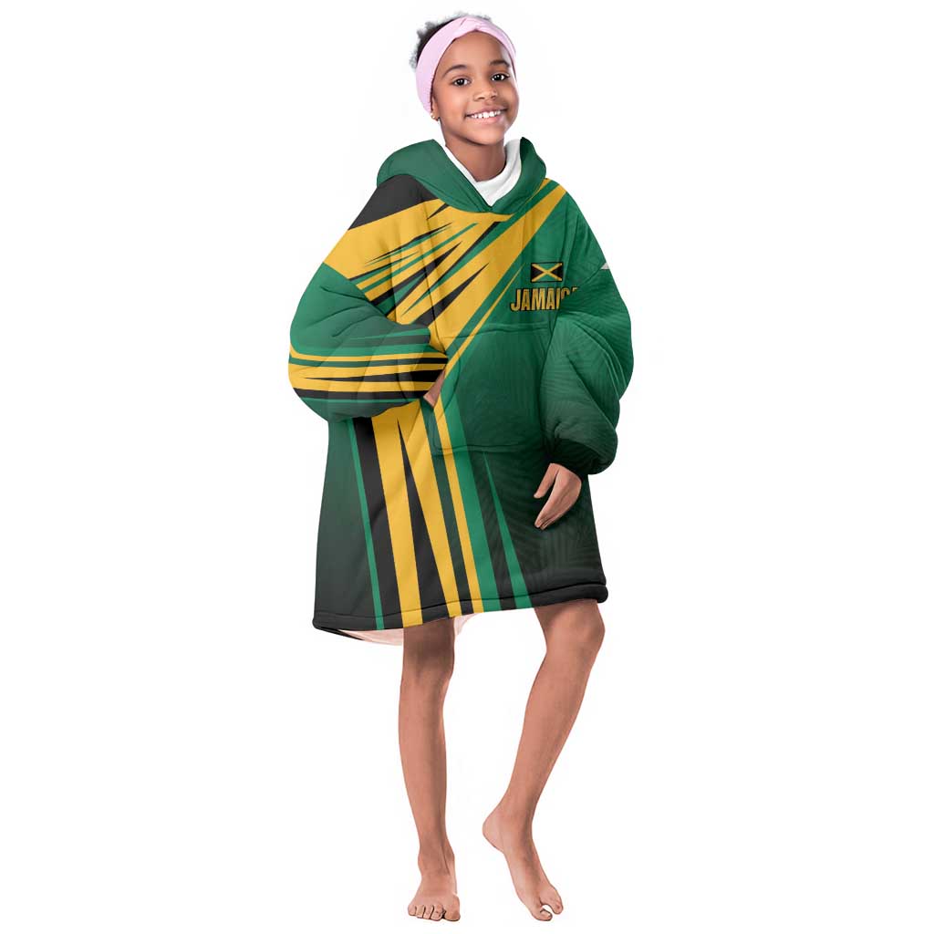 Afro-Jamaican Tropical Palm Personalized Kid Wearable Blanket Hoodie - African Pride