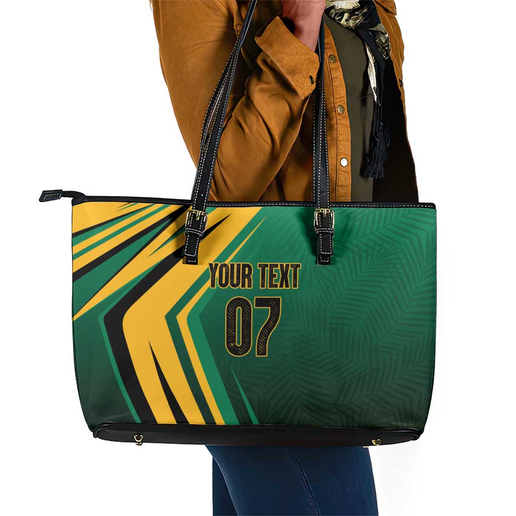 Afro-Jamaican Tropical Palm Personalized Leather Tote Bag - African Pride