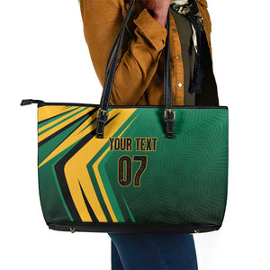 Afro-Jamaican Tropical Palm Personalized Leather Tote Bag - African Pride