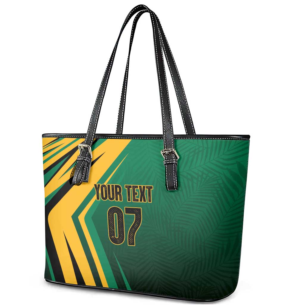 Afro-Jamaican Tropical Palm Personalized Leather Tote Bag - African Pride