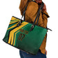 Afro-Jamaican Tropical Palm Personalized Leather Tote Bag - African Pride