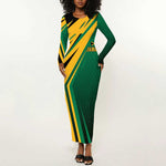 Afro-Jamaican Tropical Palm Personalized Long Sleeve Bodycon Dress - African Pride