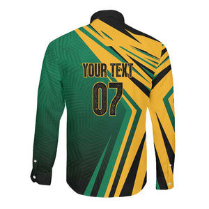 Afro-Jamaican Tropical Palm Personalized Long Sleeve Button Shirt - African Pride