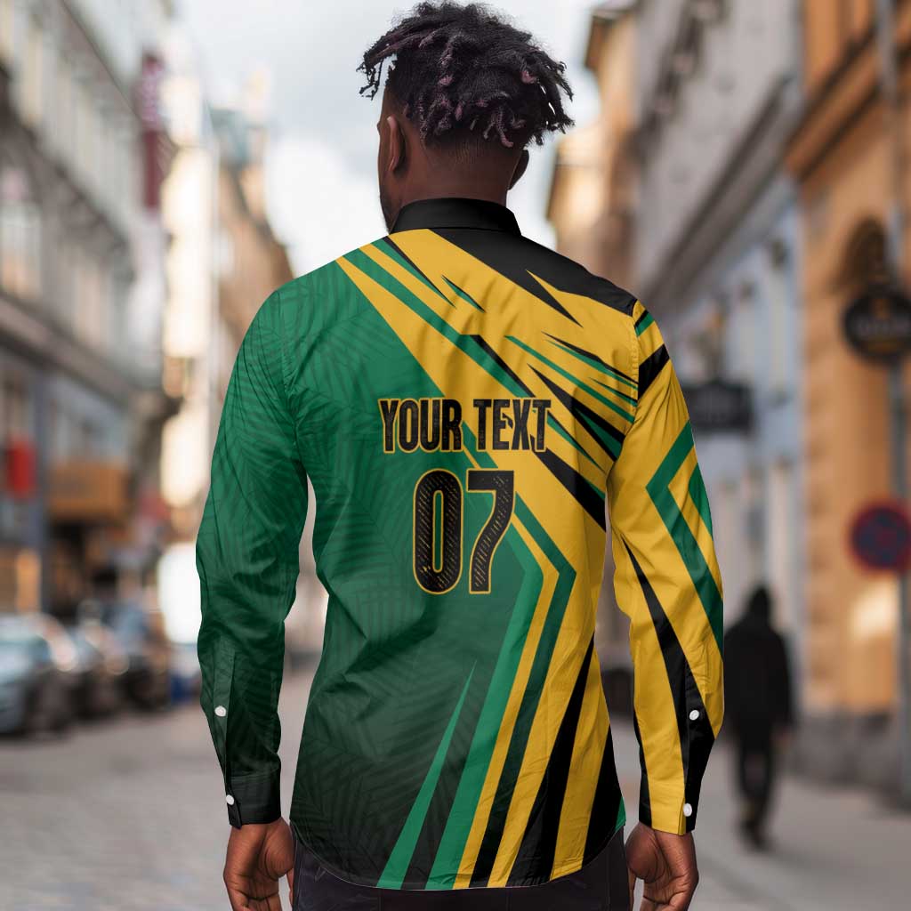 Afro-Jamaican Tropical Palm Personalized Long Sleeve Button Shirt - African Pride