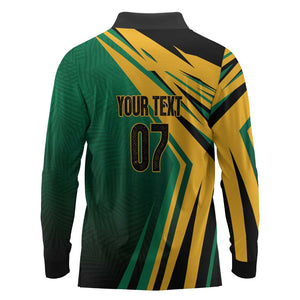 Afro-Jamaican Tropical Palm Personalized Long Sleeve Polo Shirt - African Pride