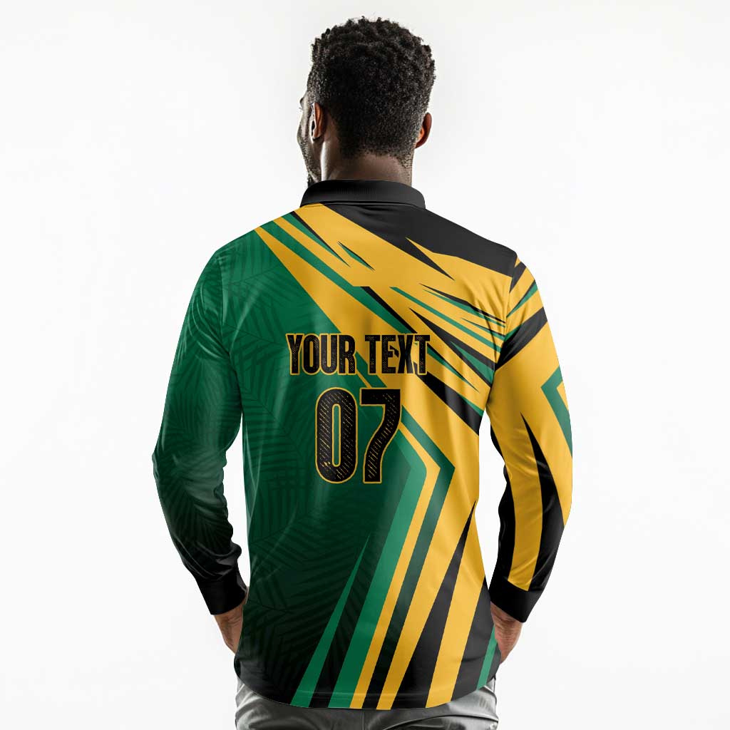 Afro-Jamaican Tropical Palm Personalized Long Sleeve Polo Shirt - African Pride