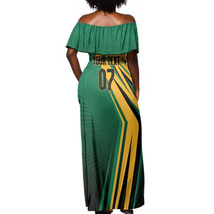 Afro-Jamaican Tropical Palm Personalized Off Shoulder Maxi Dress - African Pride