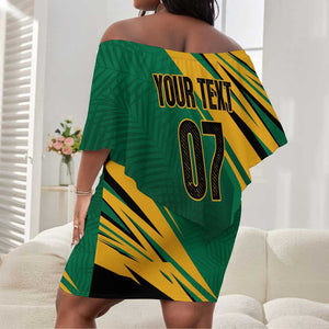 Afro-Jamaican Tropical Palm Personalized Off Shoulder Short Dress - African Pride