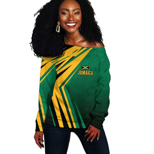 Afro-Jamaican Tropical Palm Personalized Off Shoulder Sweater - African Pride