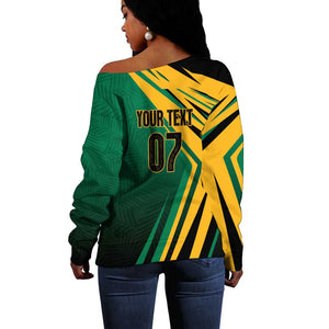 Afro-Jamaican Tropical Palm Personalized Off Shoulder Sweater - African Pride