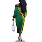 Afro-Jamaican Tropical Palm Personalized Off The Shoulder Long Sleeve Dress - African Pride