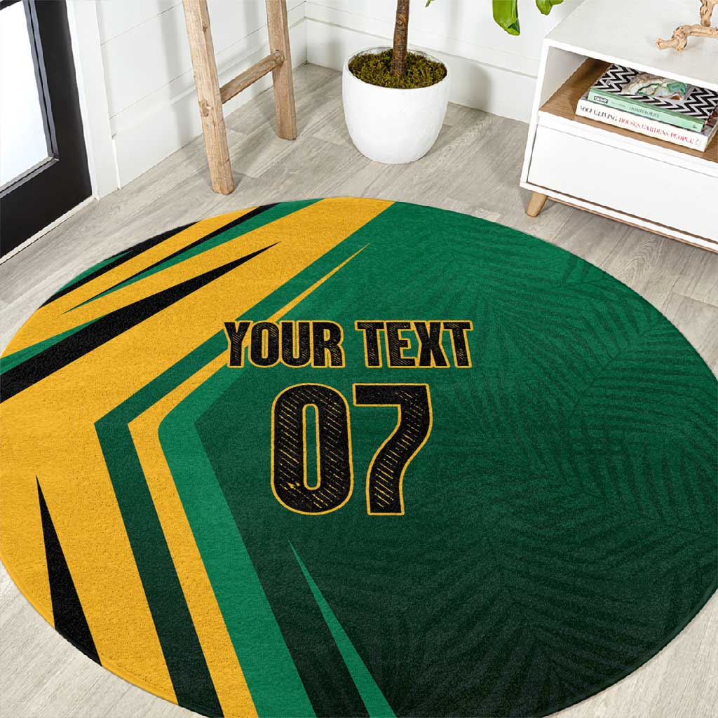 Afro-Jamaican Tropical Palm Personalized Round Carpet - African Pride