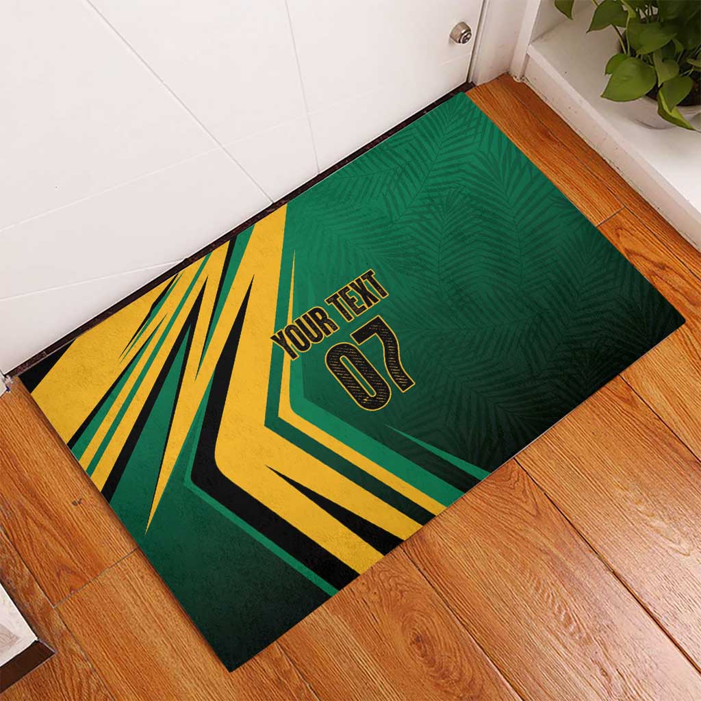 Afro-Jamaican Tropical Palm Personalized Rubber Doormat - African Pride