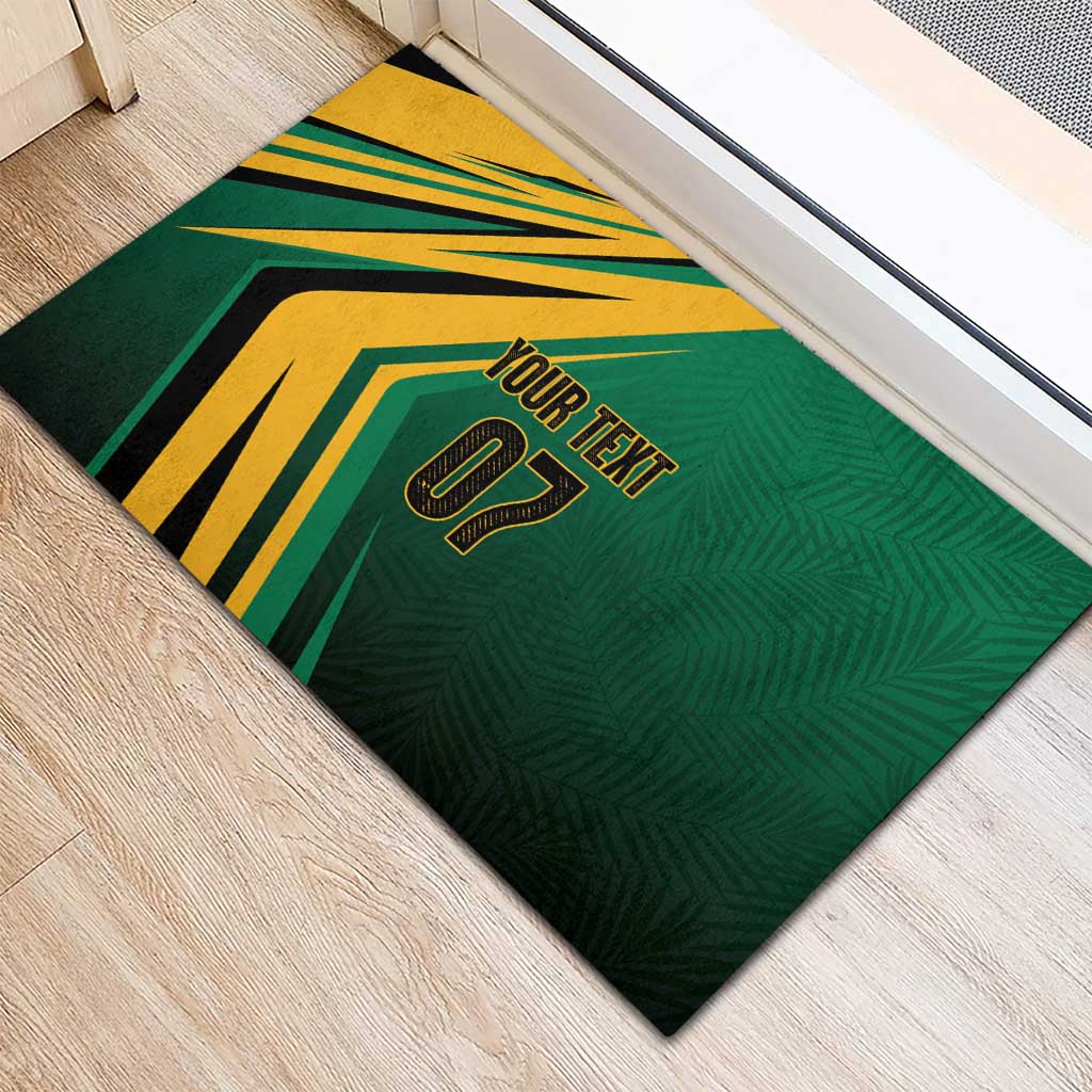 Afro-Jamaican Tropical Palm Personalized Rubber Doormat - African Pride