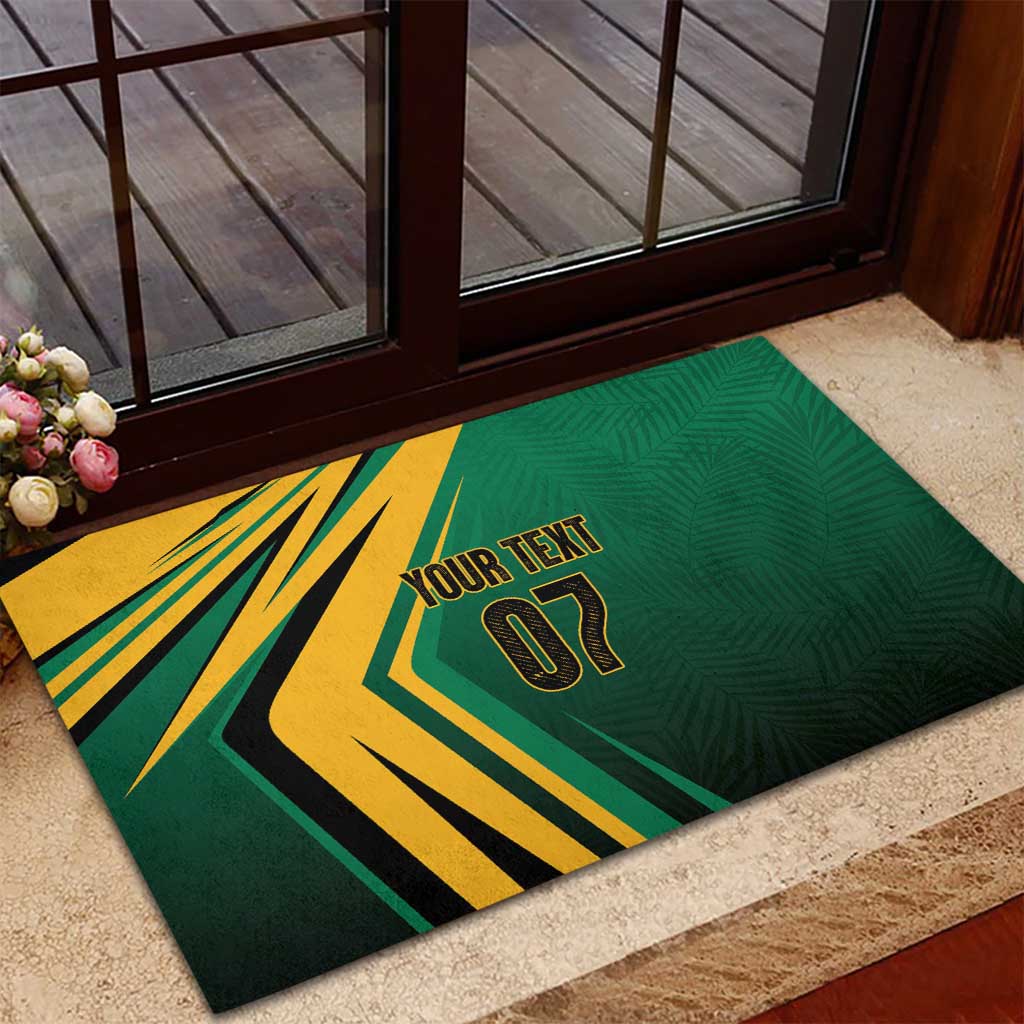 Afro-Jamaican Tropical Palm Personalized Rubber Doormat - African Pride