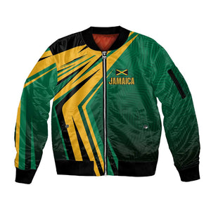 Afro-Jamaican Tropical Palm Personalized Sleeve Zip Bomber Jacket - African Pride