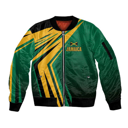 Afro-Jamaican Tropical Palm Personalized Sleeve Zip Bomber Jacket - African Pride