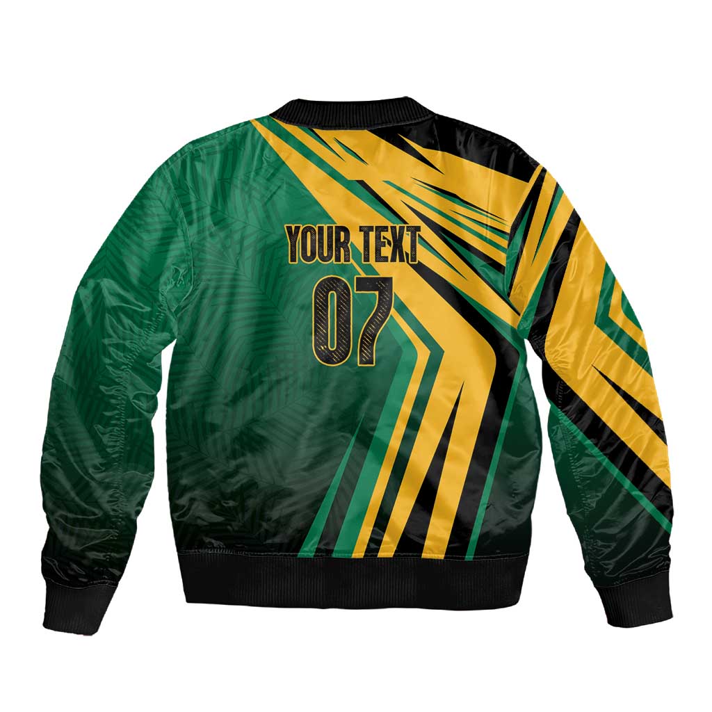 Afro-Jamaican Tropical Palm Personalized Sleeve Zip Bomber Jacket - African Pride
