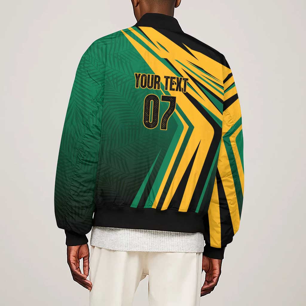 Afro-Jamaican Tropical Palm Personalized Sleeve Zip Bomber Jacket - African Pride