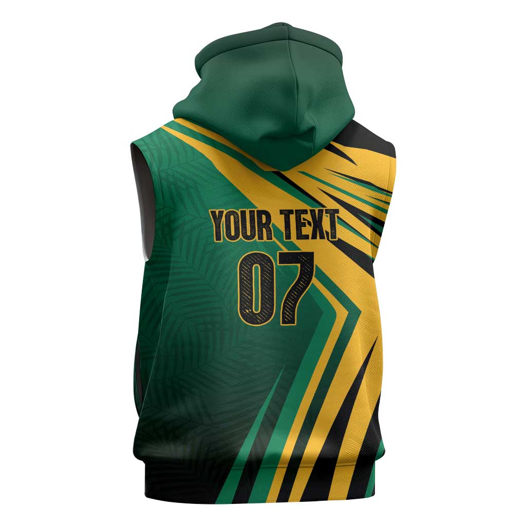 Afro-Jamaican Tropical Palm Personalized Sleeveless Hoodie - African Pride