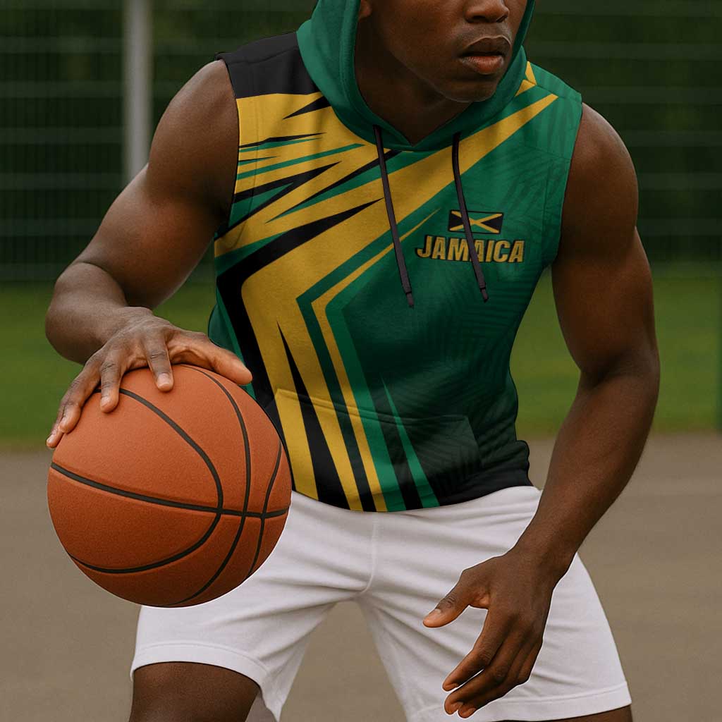 Afro-Jamaican Tropical Palm Personalized Sleeveless Hoodie - African Pride