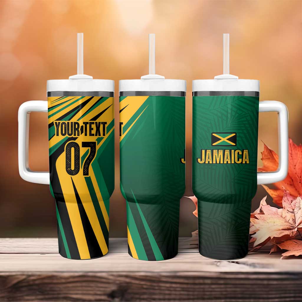Afro-Jamaican Tropical Palm Personalized Tumbler With Handle - African Pride