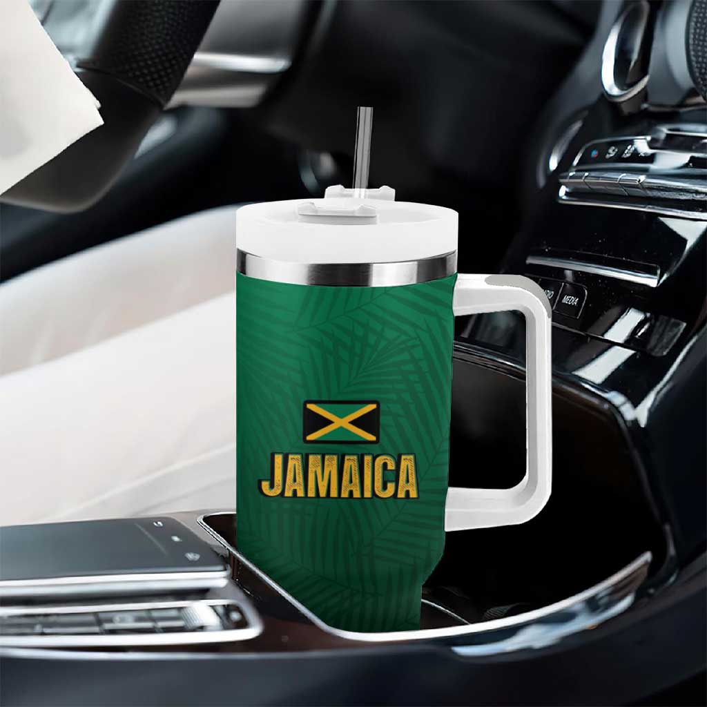 Afro-Jamaican Tropical Palm Personalized Tumbler With Handle - African Pride