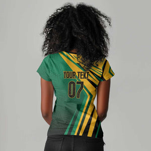 Afro-Jamaican Tropical Palm Personalized Women V-Neck T-Shirt - African Pride