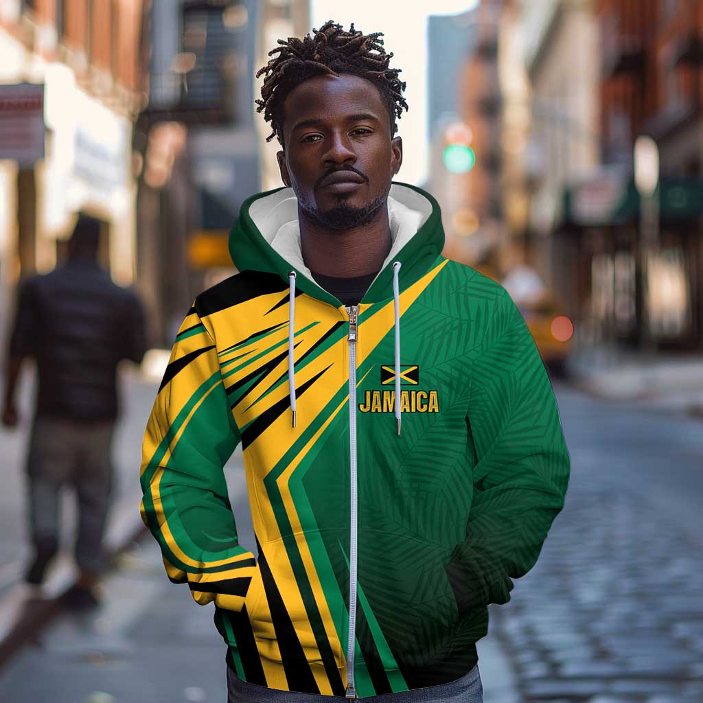 Afro-Jamaican Tropical Palm Personalized Zip Hoodie - African Pride