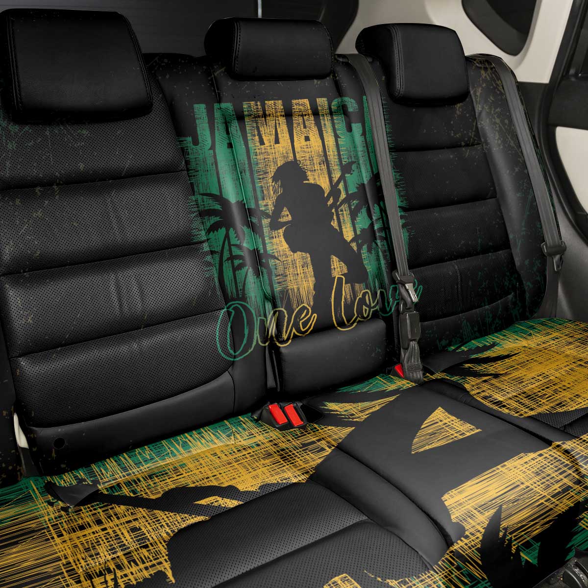 Afro-Jamaican One Love Grunge Back Car Seat Cover Jamrock - African Pride