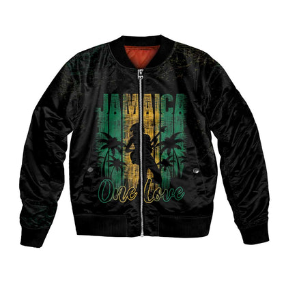 Afro-Jamaican One Love Grunge Bomber Jacket Jamrock - African Pride